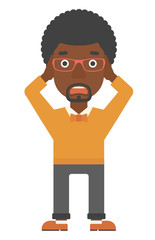 Obraz premium Man clutching his head in desperate.