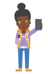 Backpckaer making selfie.