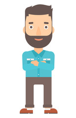 Happy man with crossed arms.