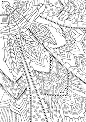Vector ethnic pattern for wallpaper, coloring books and pages for kids and adults. Black and white.
