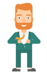 Man taking off jacket.