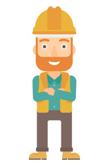 Friendly builder with arms crossed.