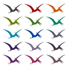 Pterodactyl silhouette icons set  © sljubisa