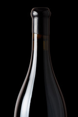 Half of wine bottle isolated on black