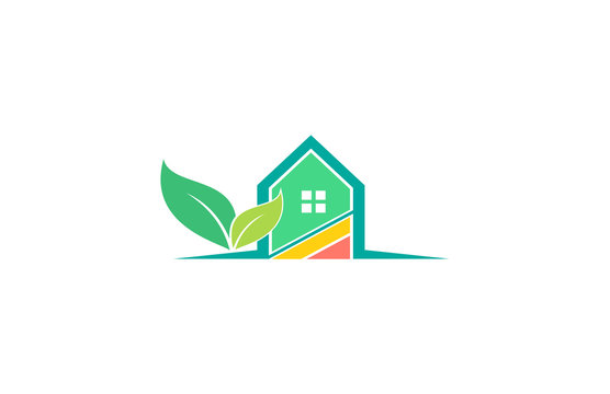 house leaf nature environment logo