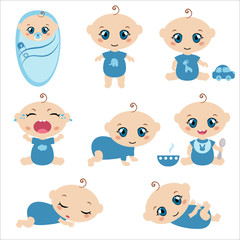 Set of cute baby boys
