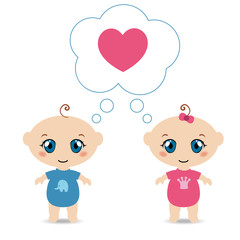 Baby boy and girl