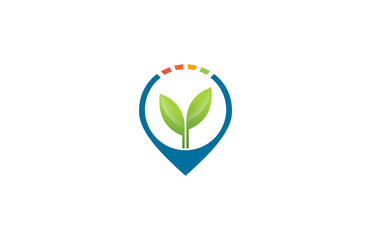 Obraz premium pin icon leaf ecology logo