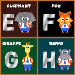 The English alphabet letter E,F,G,H