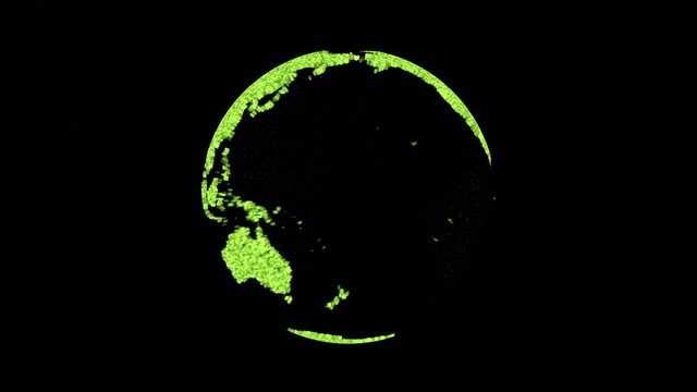 Holographic Pulsing Earth Lime Green Landmasses at 90bpm