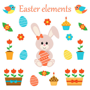 easter elements with bunny