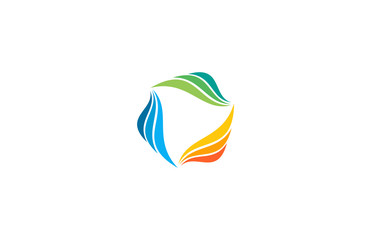 circle wing colorful triangle logo