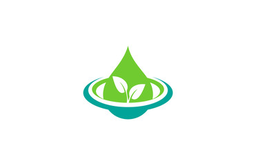 water drop leaf ecology connection logo