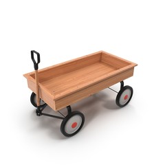 Antique Wooden Trolley isolated on white