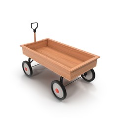 Antique Wooden Trolley isolated on white