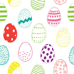 Seamless pattern with easter eggs doodles. Vector illustration