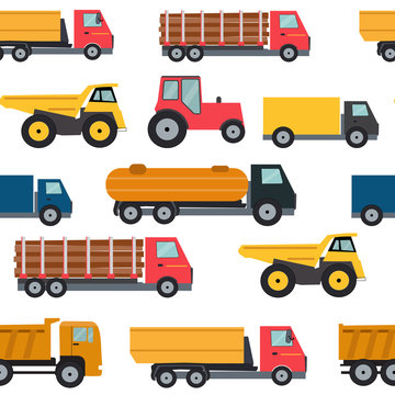 Truck Cars Seamless Pattern Background Vector Illustration 