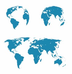 vector illustration set - map of the world, the two hemispheres - obrazy, fototapety, plakaty