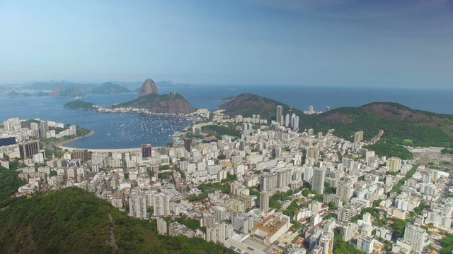 Flying above Botafogo Bay in Rio De Janeiro, Brazil