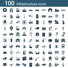 Foto op Aluminium Set of one hundred industry and infrastructure icons © LynxVector