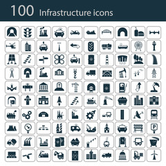 Set of one hundred industry and infrastructure icons