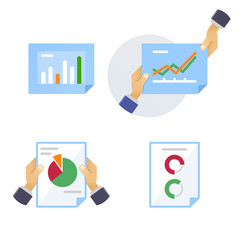 Pages of statistical and analytical information. Vector illustration in flat style