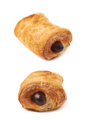 Pastry bun with sausage isolated