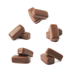Chocolate coated candy bar isolated