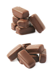 Chocolate coated candy bar isolated