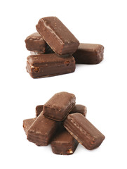 Pile of chocolate candies isolated
