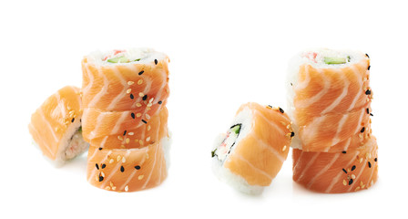 California salmon roll sushi isolated