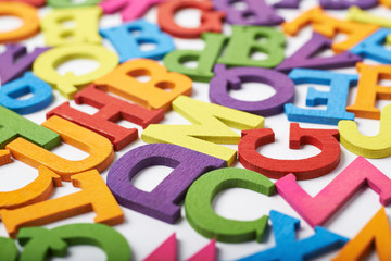 Surface covered with colorful letters