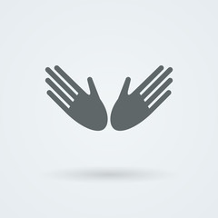 Fototapeta na wymiar Icon with two vector hands in a handshake. Greeting. Pair work. Friendship.