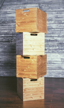 Stack of wooden boxes