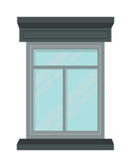Window open interior frame glass construction isolated flat vector illustration. 