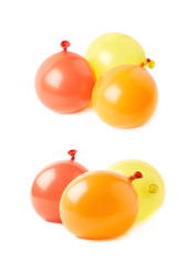 Pile of water filled balloons isolated