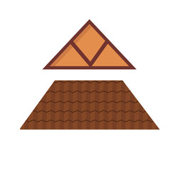 Triangular metal house roof cartoon architecture construction vector. 