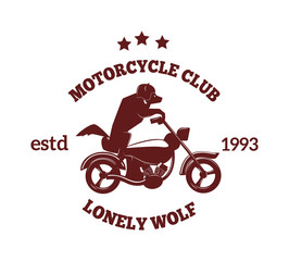 Motorcycle label badge vector. Black icon and moto club illustration