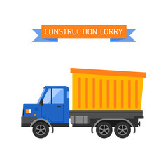 Tipper yellow truck for construction industry vector illustration.