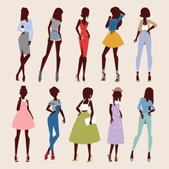 Fashion abstract vector girls looks