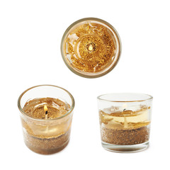 Golden gel candle isolated