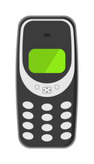 Old mobile phone technology retro cellphone vector illustration. 