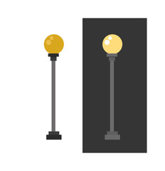 Street lamp urban lantern light flat vector illustration. 