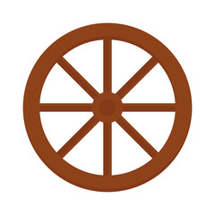 Obraz premium Old wooden vintage wheel from cart transportation vector illustration. 