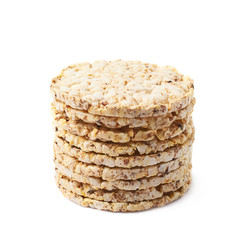 Pile of diet rice crackers isolated