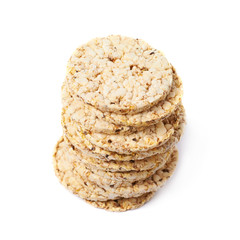 Pile of diet rice crackers isolated