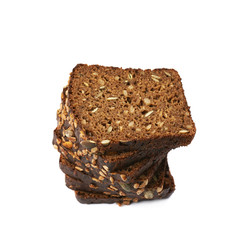 Black bread slices stack isolated