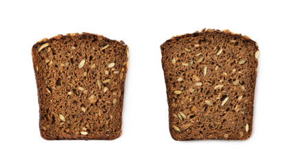 Black bread slice isolated