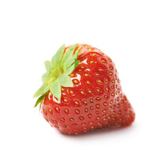 Single ripe red strawberry isolated