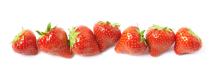 Fototapeta na wymiar Line of red strawberries isolated